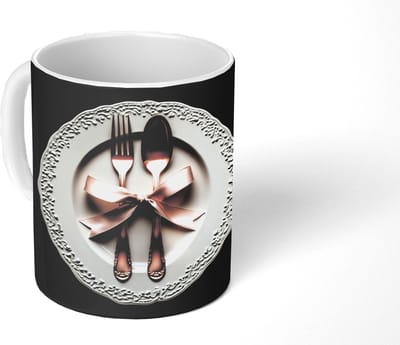 Mok - Koffiemok - Rose - Strik - Bestek - Mokken - 350 ML - Beker - Koffiemokken - Theemok