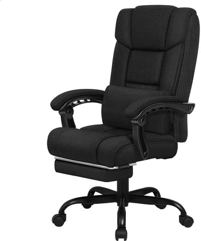 ALFORDSON bureaustoel Ergonomische gamingstoel met hoge rugleuning en extra groot kussen met intrekbare voetsteunen en afneembare kussens, zwart