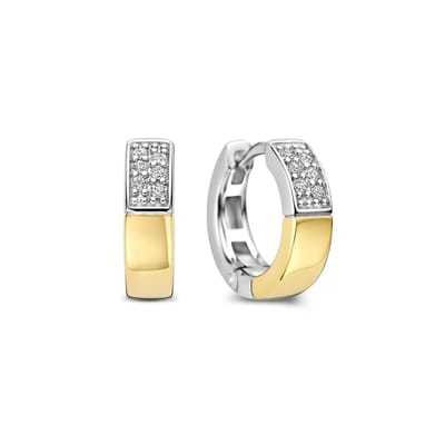 TI SENTO Dames Oorbellen - 925 zilver - Zirkonia met geel verguld - 78050ZY