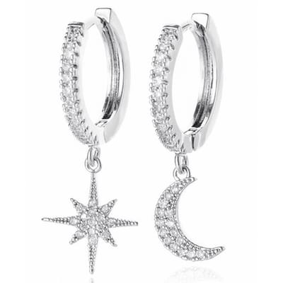 LGT JWLS Oorringen met Ster en Maan Hanger - Star Moon Silver