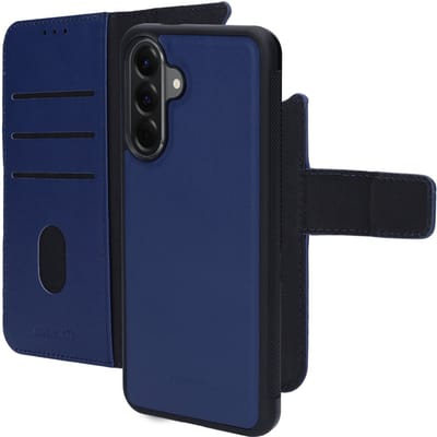 Mobiparts hoesje geschikt voor Samsung Galaxy A56 - Wallet 2-in-1 Boekhoesje - MagSafe - Echt Leder - Uitneembare Case - Sterke Magneet Sluiting - Contactloos betalen - Blauw