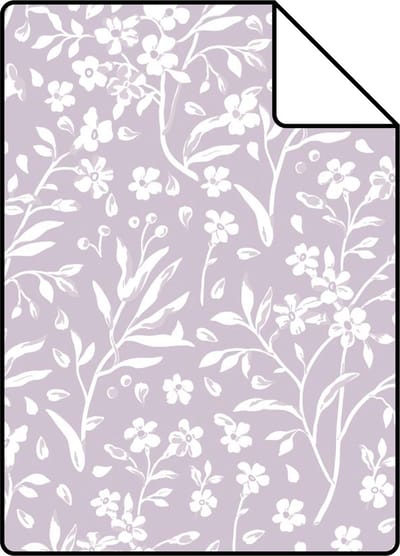 Proefstaal ESTAhome behang bloemetjes lila paars - 26.5 x 21 cm - 139883-S
