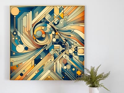 Abstract picasso schilderij | Picasso's abstracte meesterwerk: een explosie van kleur en vorm | Kunst - 100x100 centimeter op Forex | Foto op Forex