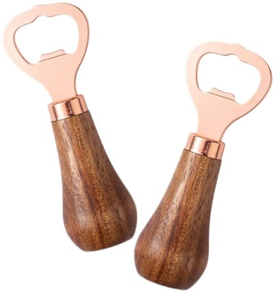 2-stuks bierflesopener - roestvrijstalen blikopener - draagbare flesopener - slijtvaste flesopener - barkeukengadgets - voor thuis, op feestjes, in restaurants en op de koelkast - voor bier, wijn en dranken - roségoud