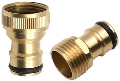 2 stuks messingkleur, compatibel met binnen-22mm en buiten-24mm schroefdraad, kraanslangadapter voor tuinsproeiers, sproeiflacons, keuken- en wastafelkranen.