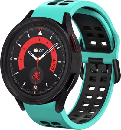 Siliconen bandje - geschikt voor Samsung Galaxy Watch 7 / Watch FE / Watch 6 / Watch 6 Classic / Watch 5 / Watch 5 Pro / Watch 4 / Watch 4 Classic - mintgroen-zwart