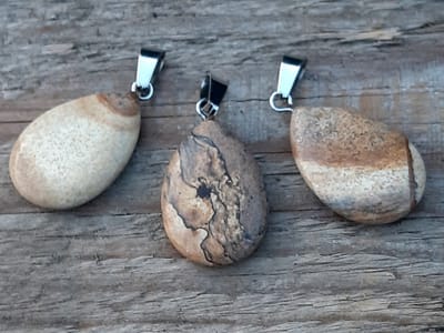 Edelsteen Landschap Jaspis druppel hanger