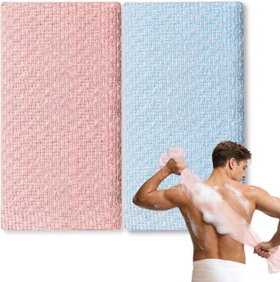 Exfoliërende douchehanddoeken set van 2 | 25x100cm | Ideaal voor huidverzorging en scrubben