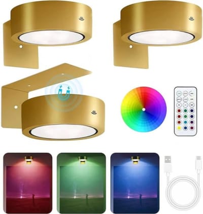 Home & Marker - Magnetische Spotlights - Oplaadbare Wandlamp - Draadloze LED Spots - Dimbaar - Met Afstandsbediening - Goud - ARTIONIC