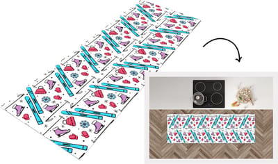 Keukenloper - Loper keuken - Wintersport - Patronen - Schaatsen - 150x50 cm - Keukenloper vinyl
