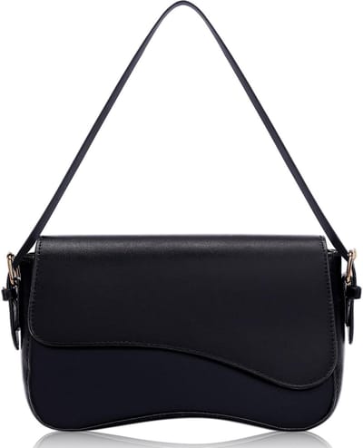 Trendy Retro Schoudertas van PU Leer met Verstelbare Schouderband voor Dames - Perfect voor Dating, Reizen en Feestjes, Zwart 29 x 16 x