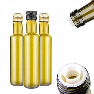10x Dorica Olij Folie Flesjes 250ml - Donker Glas met Doseerdop