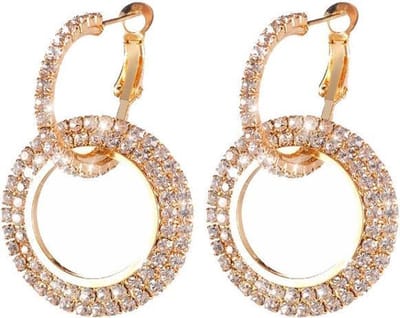 Fako Bijoux® - Oorbellen - Oorringen - Strass - 27mm - Goudkleurig