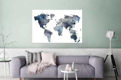 Aluminium schilderij 180x120 cm - Wanddecoratie metaal - Wereldkaart - Aquarel - Abstract - Metalen muurdecoratie woonkamer - Decoratie industrieel - Foto op dibond - Industriële accessoires slaapkamer