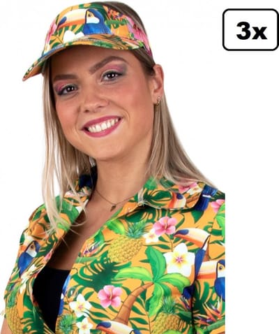 3x Zonneklep Tropical summer - Hawai beach festival strand zomer fun party tropisch