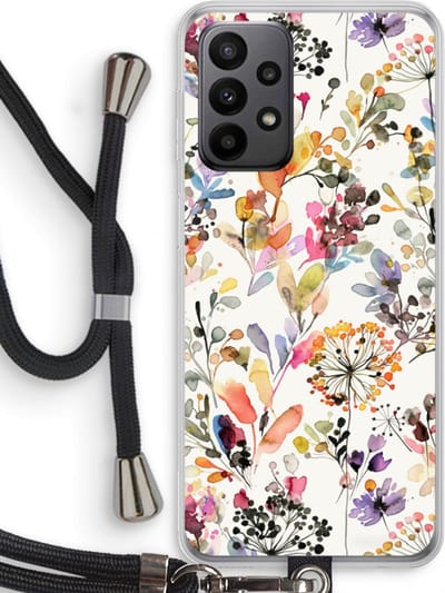 Hoesje met koord geschikt voor Samsung Galaxy A23 hoesje met Koord - Wilde grassen - Telefoonhoesje met Zwart Koord - Bescherming aan alle Kanten en Over de Schermrand