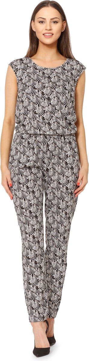 Ladeheid Dames Jumpsuit - Korte mouwen - Lange broek - Katoen - BLV-BLV50-211-OV - Zebra - S