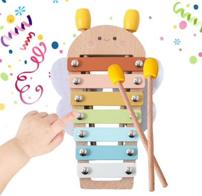 Houten Xylofoon - Muziek Speelgoed - Vroege Ontwikkeling - Educatief Slagwerk - 20 x 15 x 5 cm