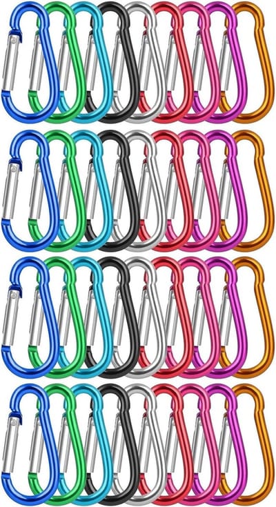 Kleurige Aluminium Mini Carabiners - 36 Stuks Sleutelhangers voor Buitenactiviteiten, Kamperen en Wandelen