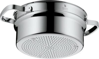 Stoompan - Stoommandje - Stoofpan met Deksel - 3 Laags - Zilver met Zwart - veilig gebruik
