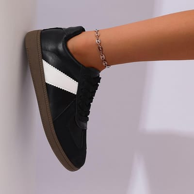 Dames Casual Outdoor Sneakers Lente Herfst Ronde Neus Vetersportschoenen Gevulkaniseerde Schoenen Zapatos De Mujer D348 41 black