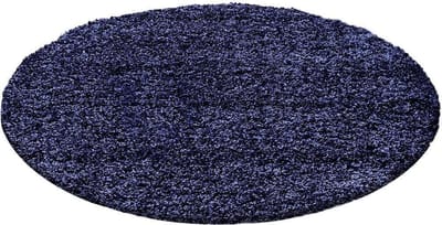 Hoogpolig vloerkleed Life - marineblauw - rond - O 80 cm