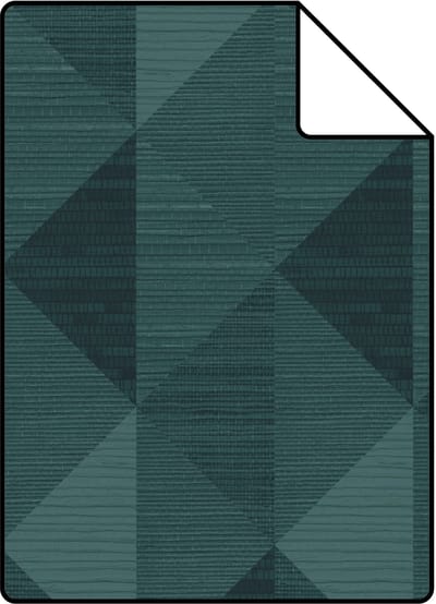 Proefstaal Origin Wallcoverings behang grasweefsel in grafisch 3D motief petrolblauw - 26.5 x 21 cm - 347888-S