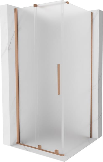 Mexen Velar verschuifbare douchecabine 90 x 90 , ijs, geborsteld koper - 871-090-090-31-65