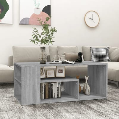 vidaXL - Salontafel - 100x50x40 - cm - bewerkt - hout - grijs - sonoma - eikenkleurig