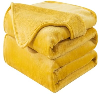 Dikke Fleece Plaid 150x200cm Geel - Zacht en Warm Tweezijdig Dekbedovertrek