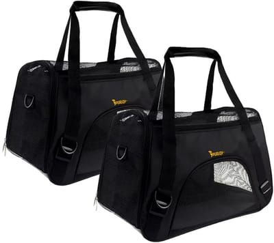 Purlov Transportertas - 2x - voor honden en katten - 30 x 25 x 50 cm - 1 vak - zwart