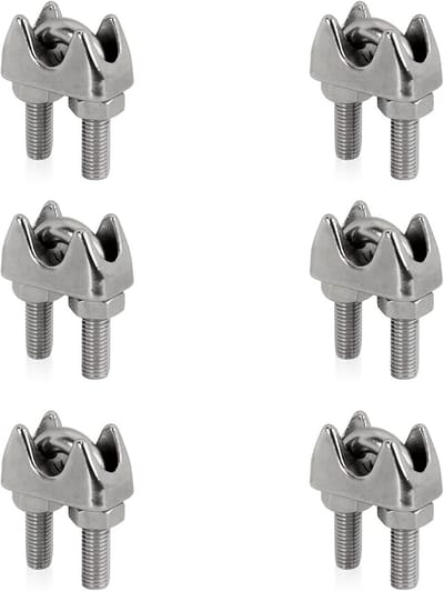 Roestvrijstalen Kabelklemmen Set voor Draadkabels - 6 Stuks
