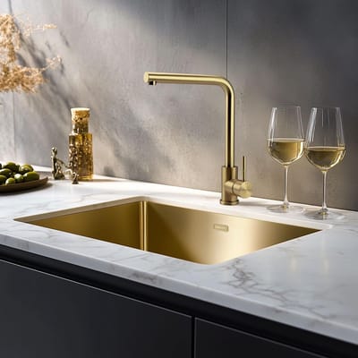 Pure.Sink Prestige Combinatieset Gouden spoelbak 50x40 cm met Gouden Keukenkraan 1208970764