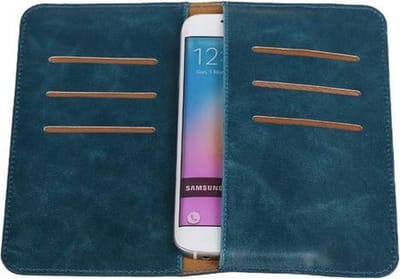 Blauw Pull-up Medium Pu portemonnee wallet voor Samsung