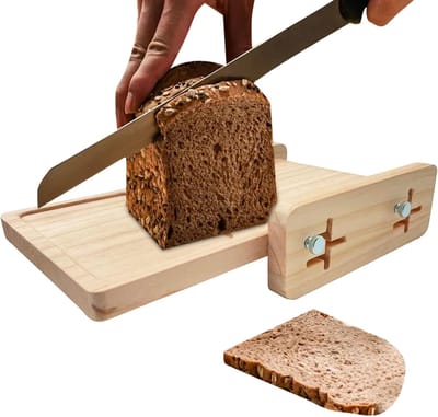 Brood Snijhulp - Brood Snijmachine - Gelijkmatig Snijden - Verstelbare Geleider Kruimellade - 29 x 18 x 18 cm - Houtkleur