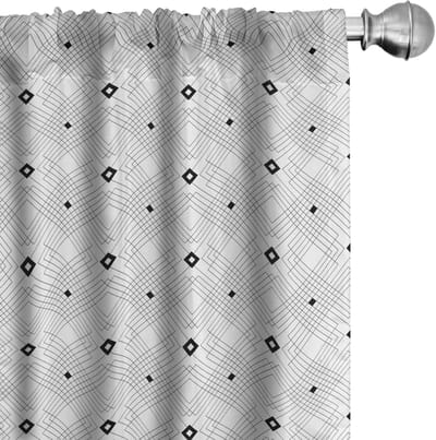 ABAKUHAUS Voorhangen – 2-delige set, wit/zwart, 150x245 cm, microvezel