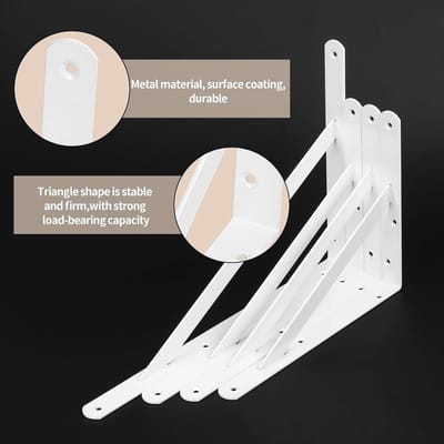 Set van 4 Hoeksteunen voor Planken - Wandmontage, 90 Graden, Metalen Stevige Driehoekige Beugels, 280x200x25mm, Ideaal voor Opbergruimte en Interieurdecoratie