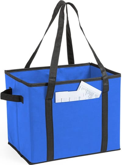 Auto kofferbak/kasten organizer tas blauw vouwbaar 34 x 28 x 25 cm - Vouwbaar - Auto opberg accessoires