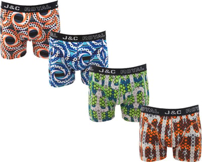 4-Pack J&C Heren boxershorts met print - maat M