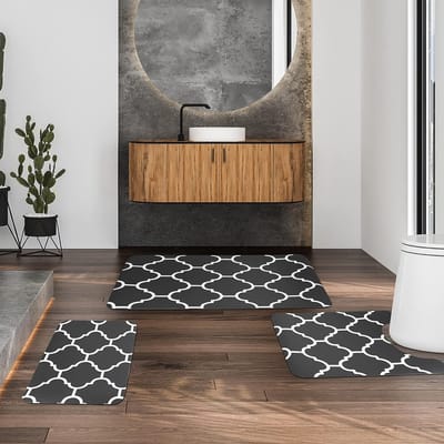 Badmat, antislip, absorberende vloermat, set van 3 stuks, badmat, huismat, antislip, wasbaar, 40 x 60 cm + 50 x 80 cm en een wc-mat 50 x 60 cm