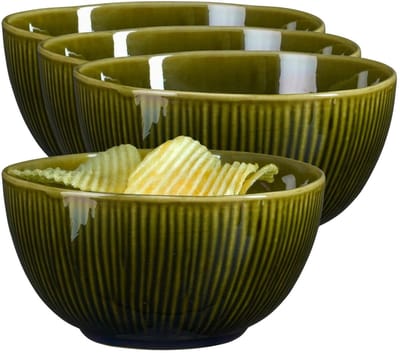 Mica Decorations Serveer/chips schaaltje Nusa - 6x - groen - 14 x 7 cm - keramiek - kommetjes