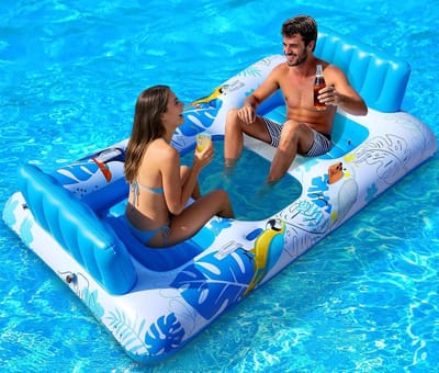Opblaasbaar Bed - Luchtmatras Zwembad - Water Ontspanning - Ergonomisch Ontwerp - Standaard Maat - Blauw