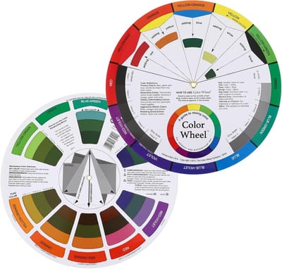 Wheel Chart for Color Mixing - Artist Creative Paint Learning Guide - Palette Rotary Blending Chart - Art Class Teaching Tool - Color Rotation Wheel for Nail Polish Makeup Painting Drawing