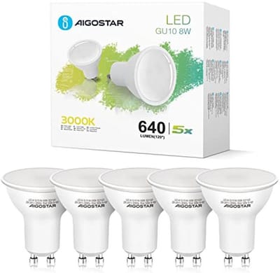 GU10 LED Lampen Set van 5 - 8W Warm Wit Licht 3000K, Energiebesparende Verlichting 640 Lumen