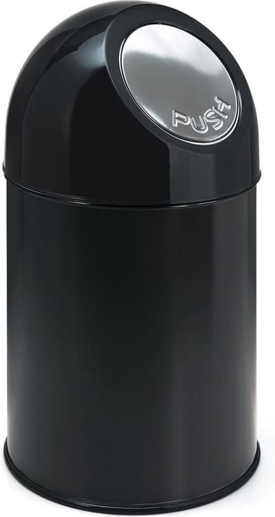 V-part - Afvalbak met pushdeksel 30 ltr - Steel Plastic - zwart