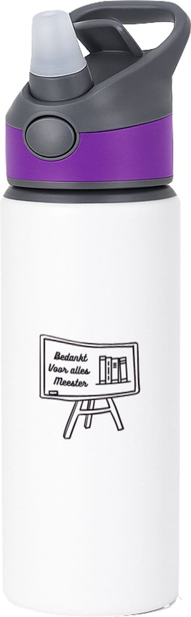 Hacebo® - Bedankt voor alles meester waterfles met rietje paars - Meester - Meester - Leraar - water fles - 650ML