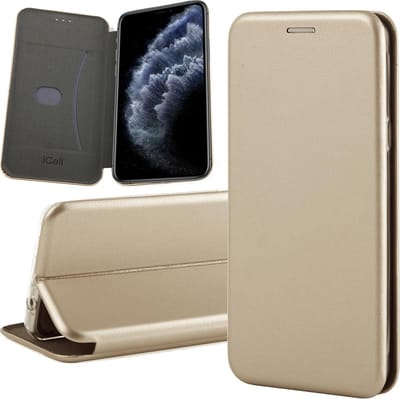 Hoesje geschikt voor iPhone 11 pro max - book case cover Kunstleer wallet goud