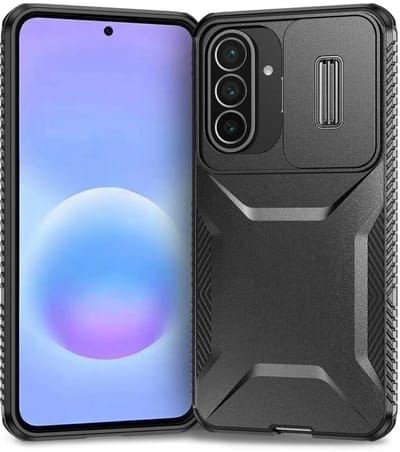 Hoesje Geschikt voor Samsung Galaxy A57 | Back Cover met Camera Slider | Schokbestendige Case | Camera Cover | Stevig | Zwart
