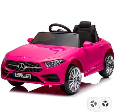 Mercedes CLS350 Full Option Elektrische Kinderauto 1 tot 5 jaar – Officieel Gelicentieerd Accuvoertuig met Lederen Zitje, Schokdempers & Soft-Brake – Li-ion Kinderauto met Afstandsbediening, Werkende Deuren & MP3 AUX & USB – Roze