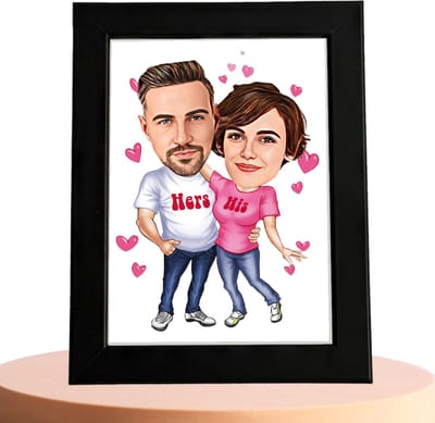 Liefde Karikatuur Man en Vrouw - Gepersonaliseerde Karikatuur met Jouw Foto - Cadeau - Verjaardag - Kerst - Kado - Valentijn - Gepersonaliseerd Cadeau